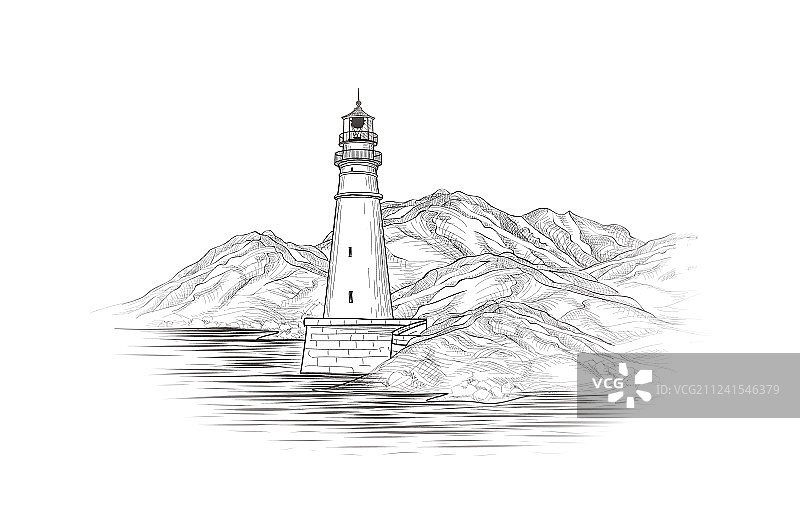 灯塔海景风光图片素材