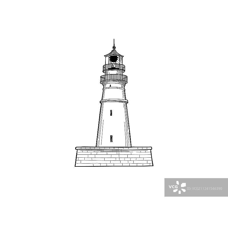 灯塔图标手绘草图图片素材