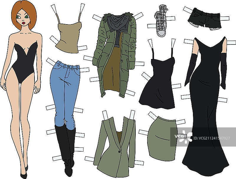 红发换装纸娃娃图片素材