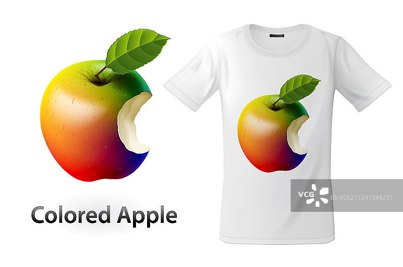 彩色咬痕的现代T恤印花设计图片素材