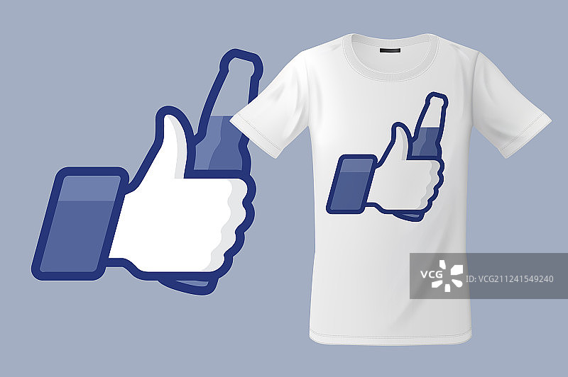 带有竖起大拇指标志的现代T恤设计图片素材