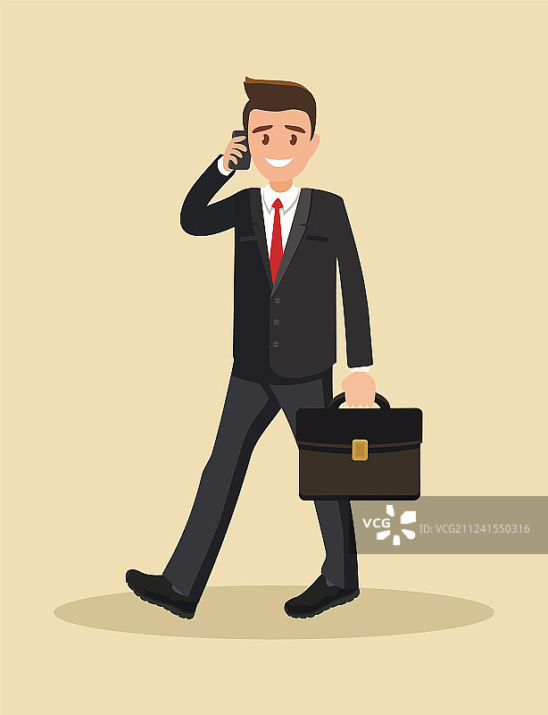 扁平风商人打电话图片素材