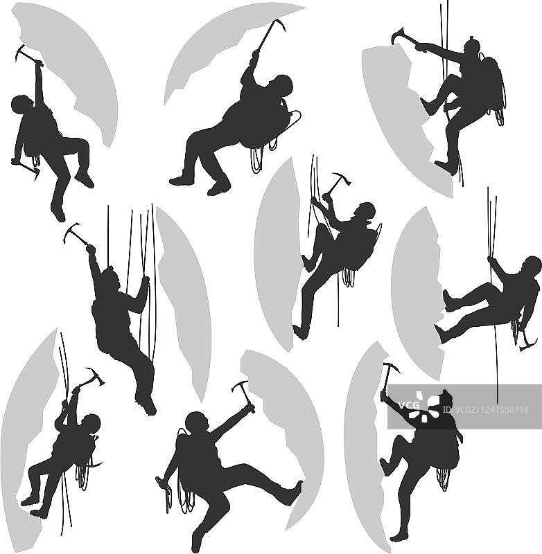 登山者剪影合集图片素材