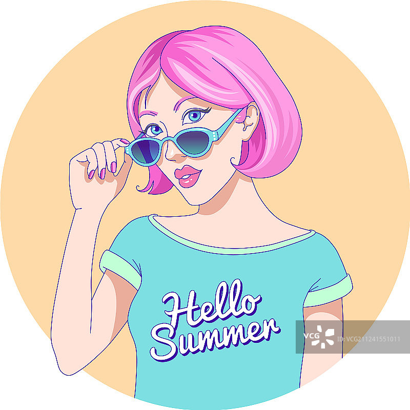 戴着太阳镜的漂亮女孩图片素材