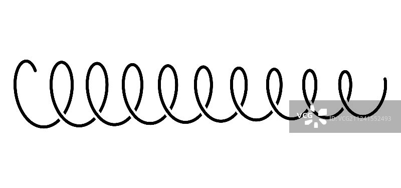 白色背景上的盘绕钢弹簧金属弹簧图片素材