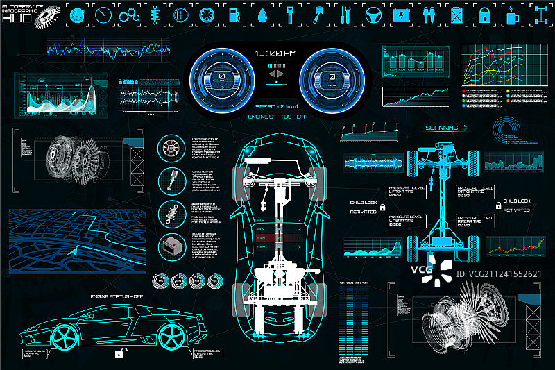 汽车维修现代设计HUD诊断图片素材