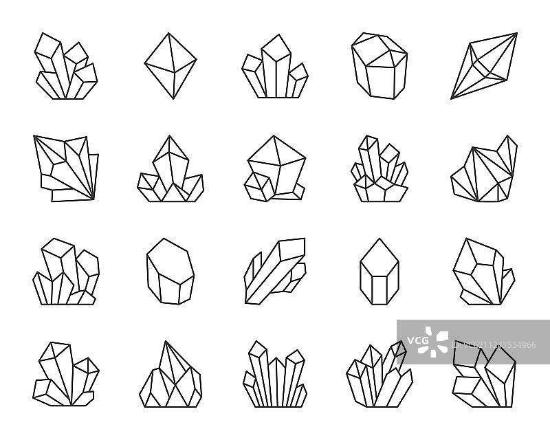 冰晶简约黑线图标合集图片素材