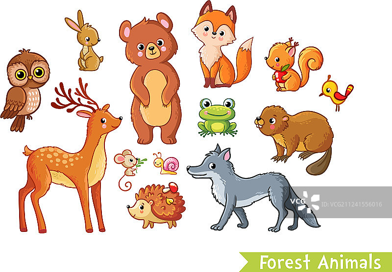 森林动物集合图片素材