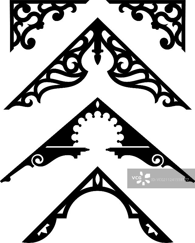 维多利亚风格姜饼建筑装饰图案套装图片素材