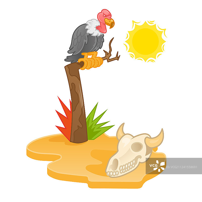 有秃鹫的炎热沙漠图片素材