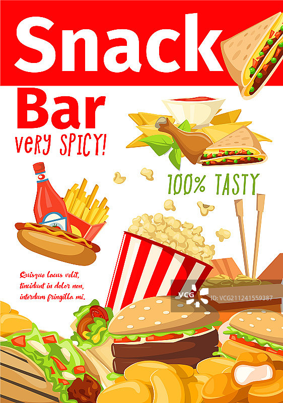 快餐三明治和甜点小吃吧海报图片素材