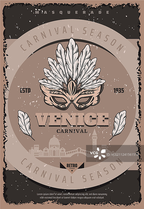 复古威尼斯狂欢节海报图片素材