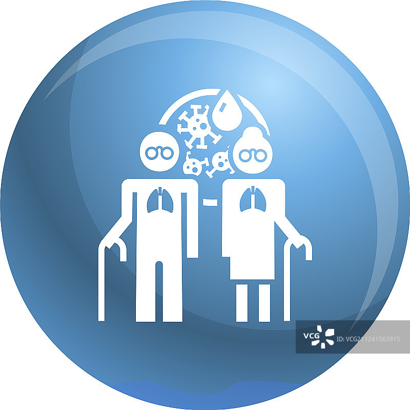 老年妇女肺炎肺部图标，简约风格图片素材