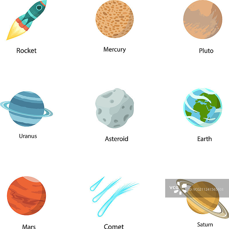 扁平风格太阳系图标图片素材