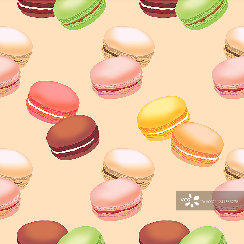 彩色马卡龙饼干的无缝图案图片素材