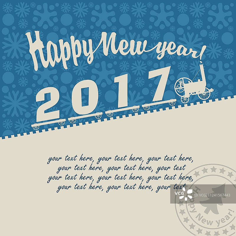 复古蒸汽机车圣诞贺卡图片素材