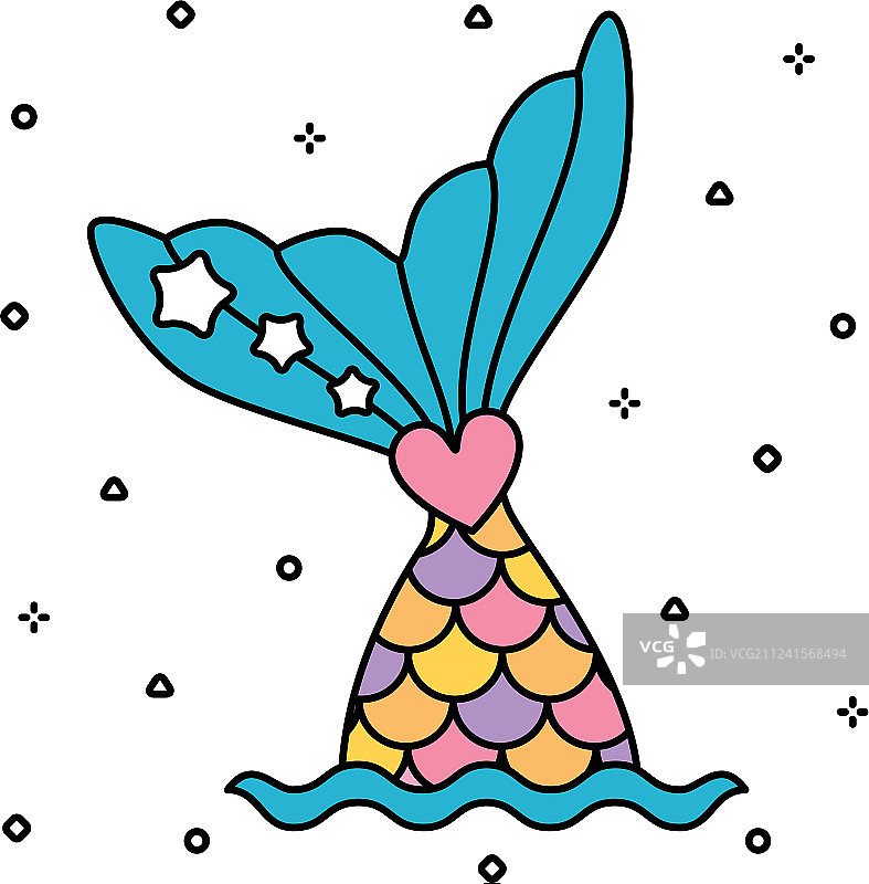 粉色彩虹美人鱼尾巴可爱彩色图案图片素材