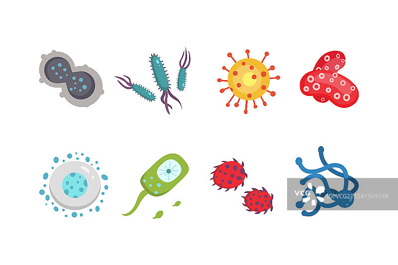 彩色病毒细菌集合图片素材