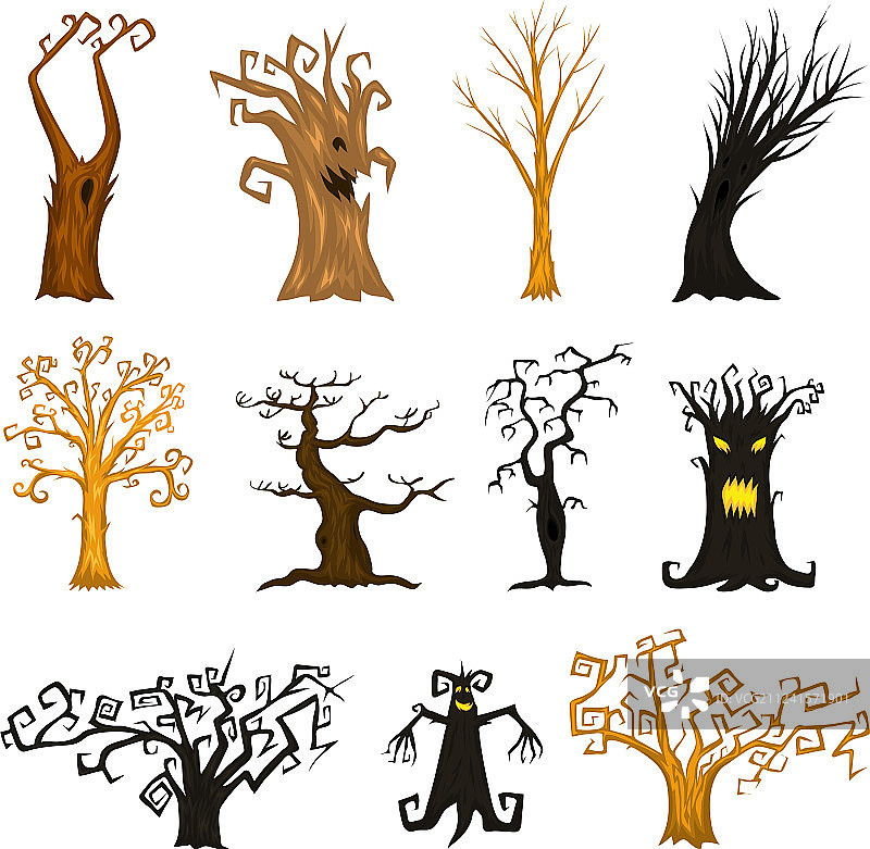 万圣节主题的恐怖树木图片素材