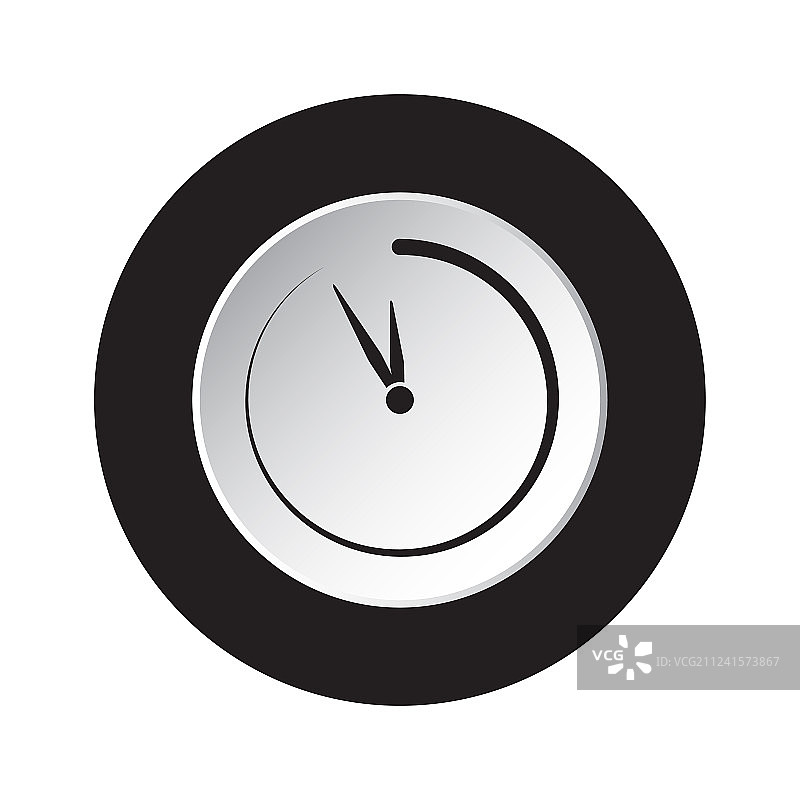 黑白圆形按钮图标：最后一分钟时钟图片素材