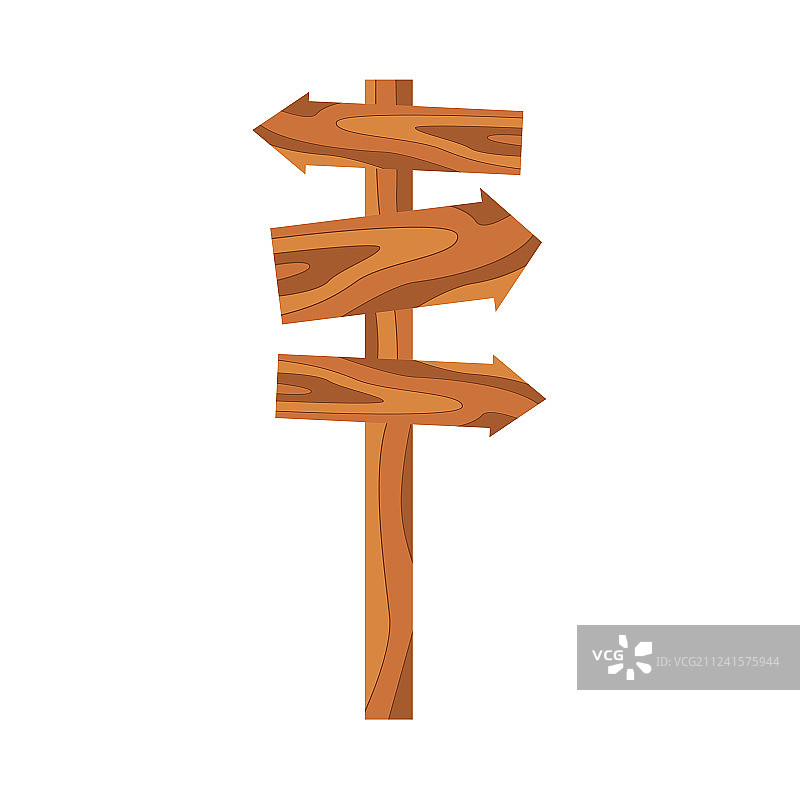 带有箭头指示器的扁平木制标牌图片素材