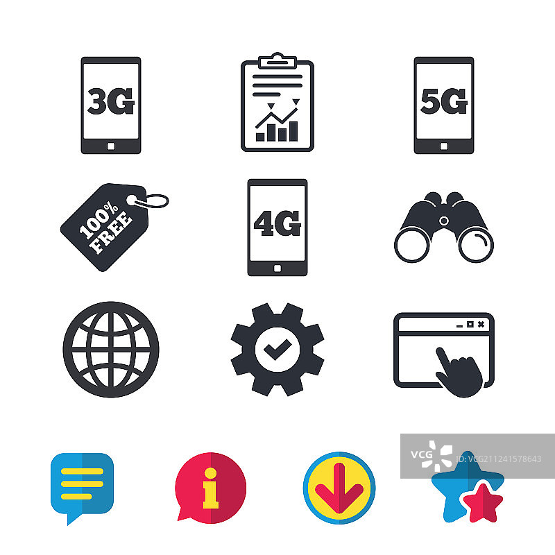 移动通信图标3G、4G和5G图片素材