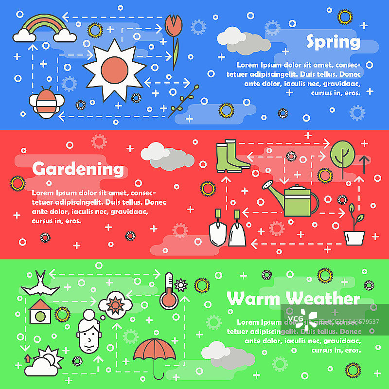 细线条艺术风格春季banner模板图片素材