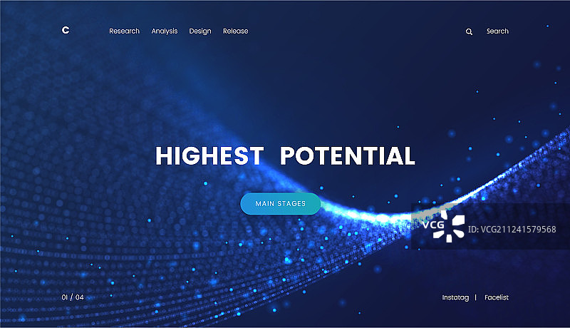 梦幻蓝色着陆页模板图片素材