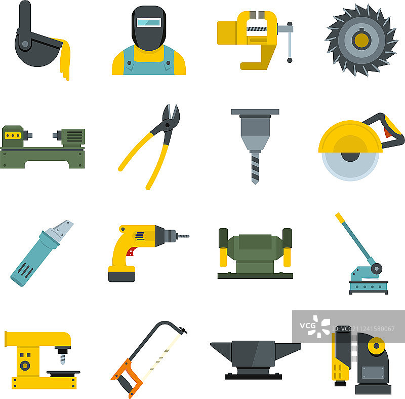 金属加工图标扁平化设计图片素材