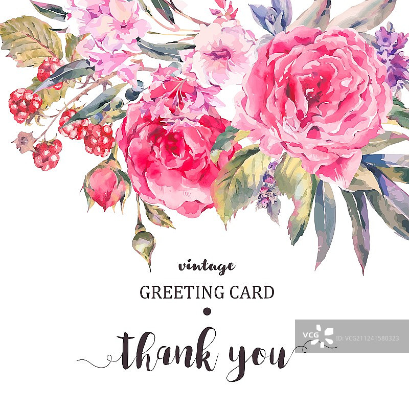 古典复古花卉贺卡图片素材