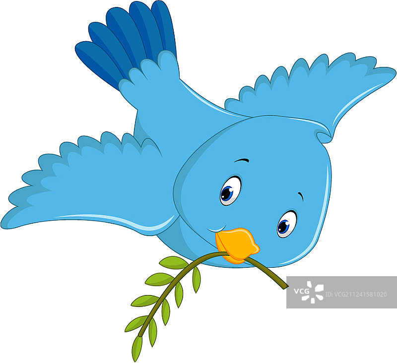 可爱的蓝色小鸟卡通图片素材
