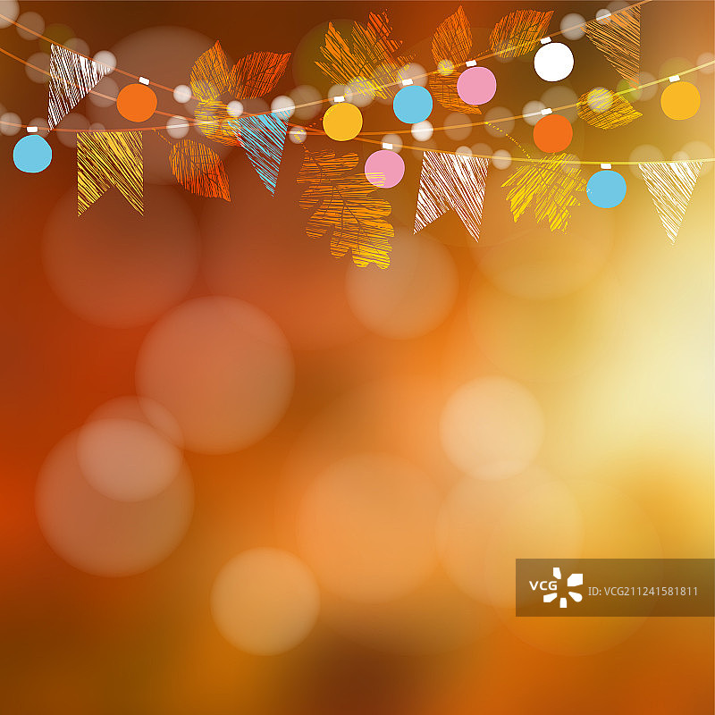 秋季枫叶花园派对装饰卡片图片素材