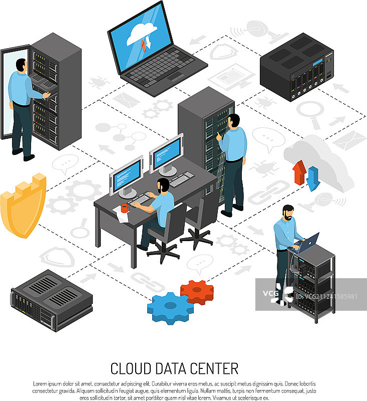 云数据中心2.5D流程图图片素材