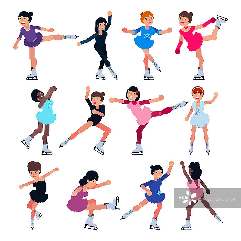 在冰上滑冰的花样滑冰女孩图片素材