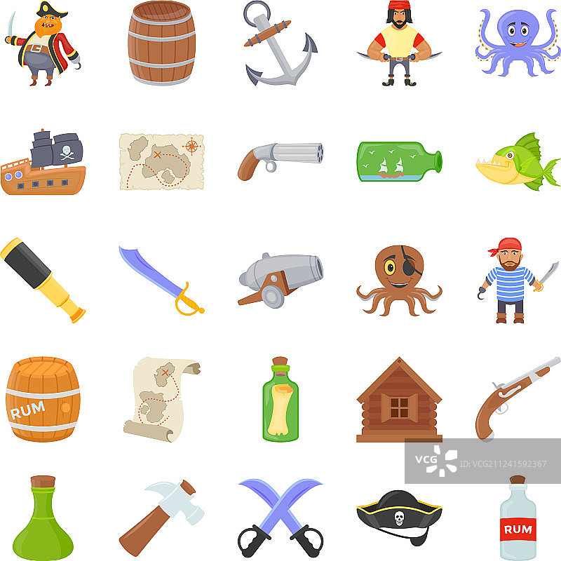 扁平风格海盗图标图片素材