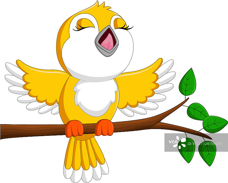 可爱的鸟儿歌唱图片素材