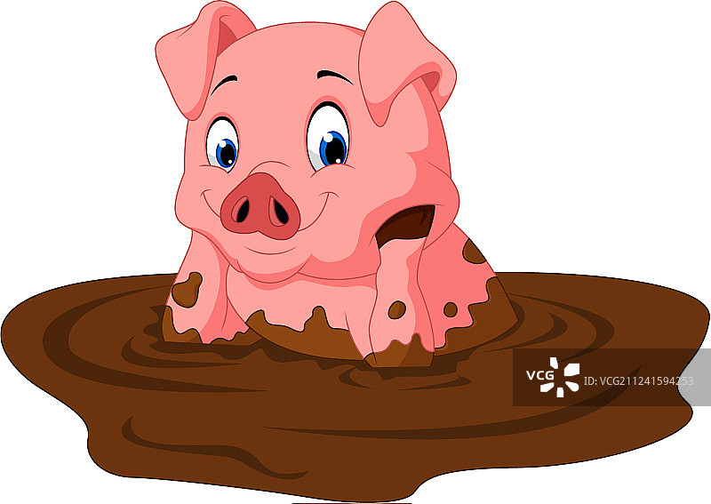 坐着的滑稽卡通猪图片素材