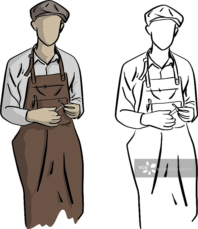 珠宝商站立素描涂鸦手绘图片素材