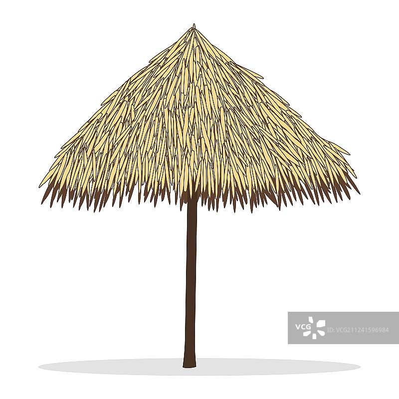 白色背景下的竹制沙滩伞图片素材