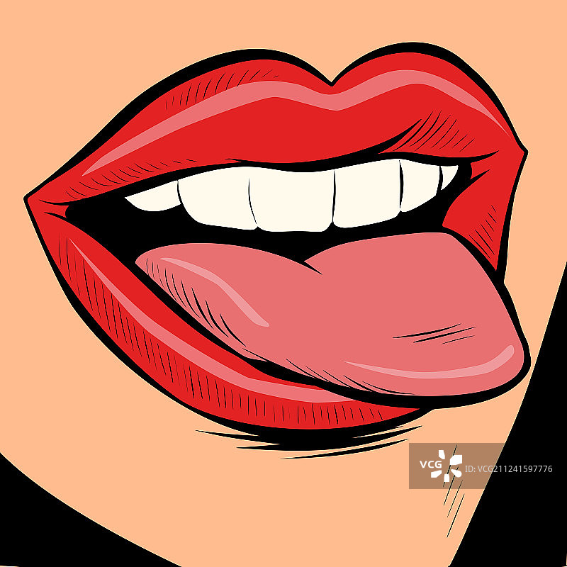 女人伸出舌头图片素材