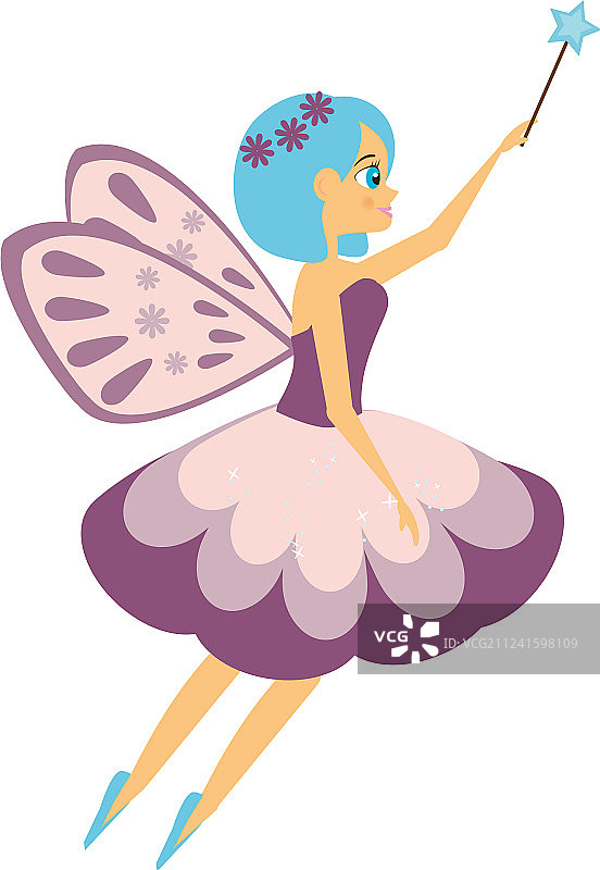 挥舞魔法棒的飞行仙女精灵图片素材