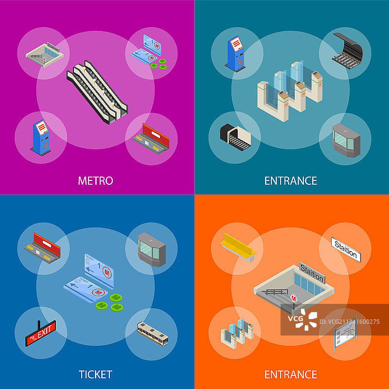 2.5D地铁站banner易拉宝图片素材