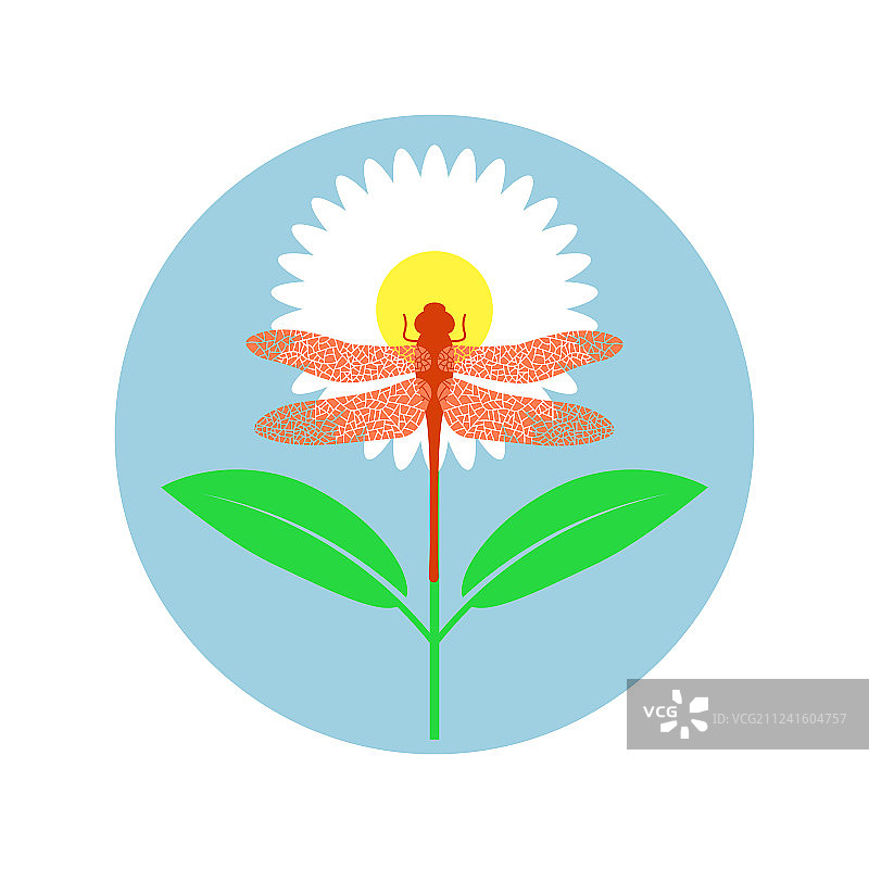 彩色风格化蜻蜓昆虫标志设计图片素材