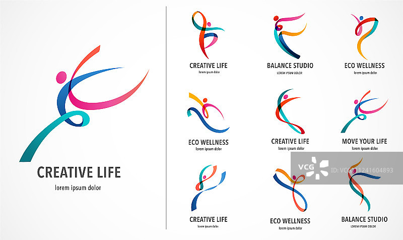 抽象人物健身跑步Logo设计图片素材