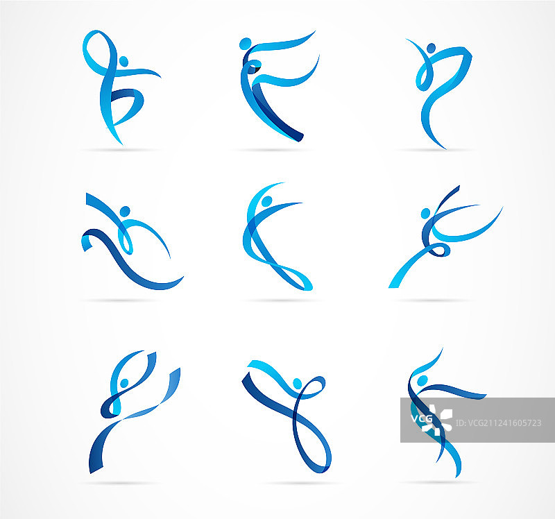 抽象人物健身跑步Logo设计图片素材