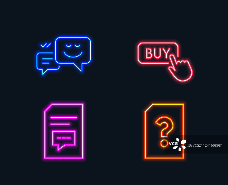 购买按钮、快乐表情和评论图标图片素材