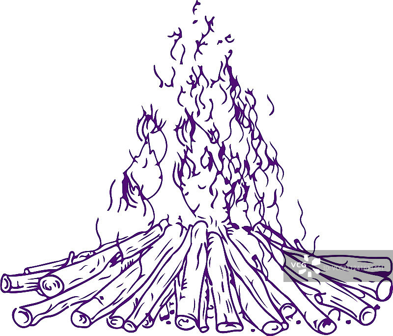 燃烧的篝火火焰插画图片素材