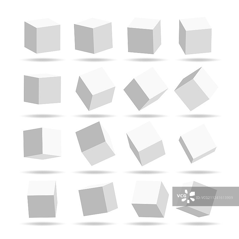 带透视3D模型的立方体图标集图片素材