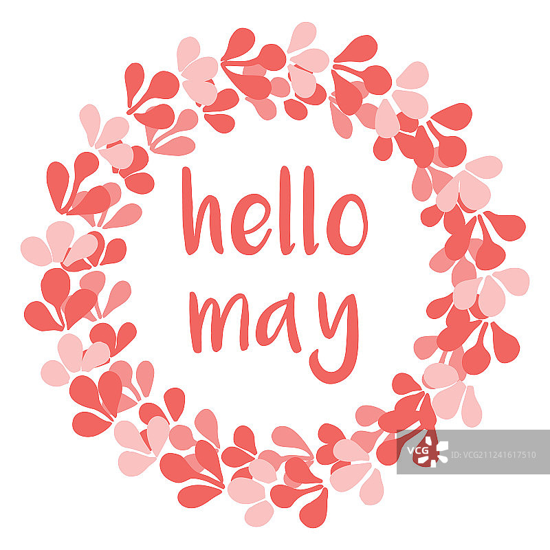 五月你好水彩花环卡片图片素材