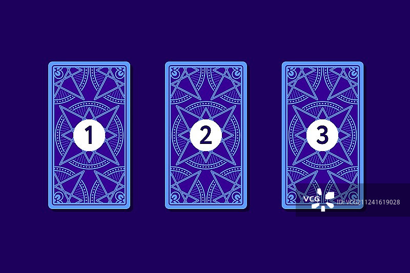 塔罗牌三张牌阵反面图片素材